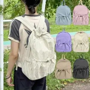 가벼운 소재 앞쪽 찍이 포켓 셔링 포인트 데일리 캐주얼 여성백팩
