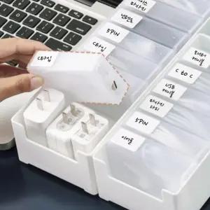 (색상 중형케이스+포켓5p)포켓 케이블 선 정리함 중형케이스+포켓5P