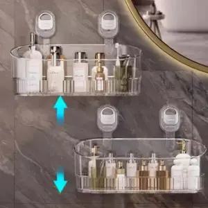 ( )무타공 정리함 수납함 물빠짐 다용도 욕실 투명 선반 벽걸이