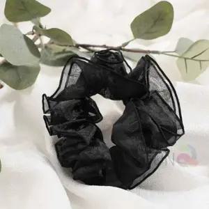 쉬폰 더블 곱창끈 블랙 여자머리끈 슈슈머리끈 풍성한슈슈 똥머리끈 당고머리밴드