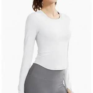 여성 크롭 라운드넥 스포츠 긴팔 티셔츠