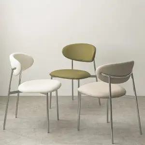 [인터데코]편안한 가죽 식탁 의자 카페 업소용 미드센츄리 스틸 체어 HW136