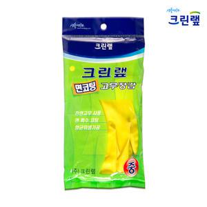 크린랩 면코팅 고무장갑 중 10개/천연생고무/이중코팅고무장갑/주부습진 보호/사계절