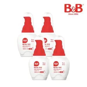 [비앤비][4개세트] 1단계 신생아 베이비치약 액상 펌핑타입 무불소 사과향 80g