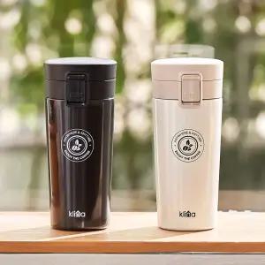 (1개+1개)클리나 카페홀릭 원터치 텀블러 보냉보온 진공 스텐 텀블러 350ml