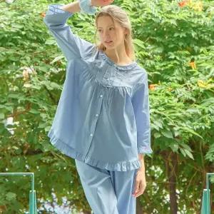 메이플라워 클래식블루 7부 순면 여성 빅사이즈 잠옷 세트