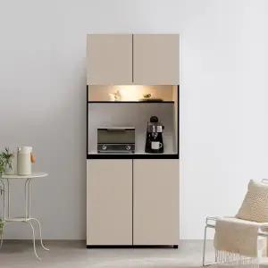 [에보니아] 오브제 LED 홈카페 수납장 800 광폭형