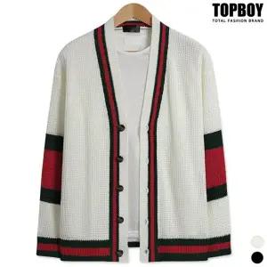 [하프클럽/탑보이]삼단배색 오버핏 니트 가디건 (SM125)