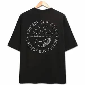 [하프클럽/탑보이]오션 고래 프린팅 오버핏 반팔티 (HS003)