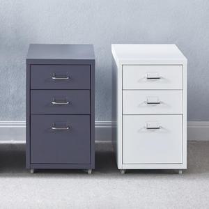 바퀴 이동식 철제서랍장 3단 DIY 슬림 책상서랍 화이트 다크그레이