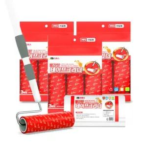 리벤스 빨간맛 펫용 돌돌이 테이프크리너 핸들+밀대+리필10개