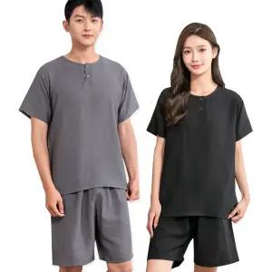 슬레진저 여성 남성 인견 잠옷 세트 커플 여름 쿨 파자마 남자 여자 홈웨어 상하의 한벌