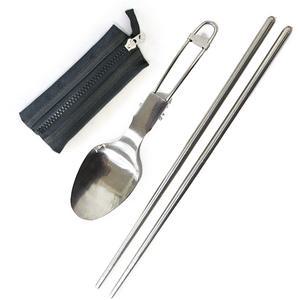 휴대용 폴딩 접이식 수저세트(숟가락+젓가락) 등산 캠핑 낚시 야외  활동