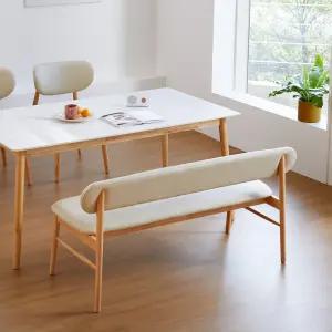 노아 등받이 원목 가죽 인테리어 2인 벤치 의자