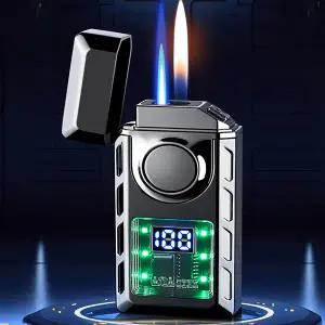 스마트듀얼 파이어 라이터 클래식 아크식 점화횟수 배터리잔량 메탈바디 USB 충전