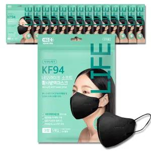 네오라이프 소프트 황사 kf94 방역 마스크 국산 새부리형 대형 블랙 5매입x15개(총75매)