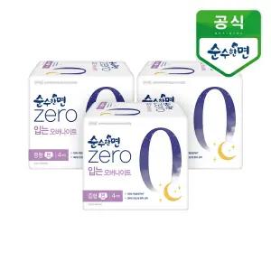 [깨끗한나라]순수한면 제로zero 입는오버나이트 중형 4P 3개
