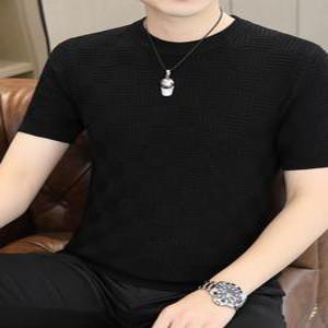 반팔 니트 티 남자 남성 블랙 스웨터 캐주얼 슬림핏 두꺼운 봄 가을 탑 베이스 레이어