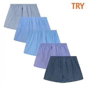 TRY 순면 트렁크 팬티 5종 세트 데일리 항균 남자 속옷 남편 사각 팬티