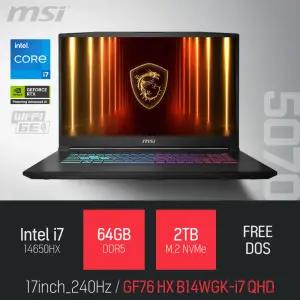 ⓒ MSI 소드 GF76 HX B14WGK-i7 QHD 64GB 2TB / 17인치 편집 고성능 게임 포토샵 캐드 AI 노트북