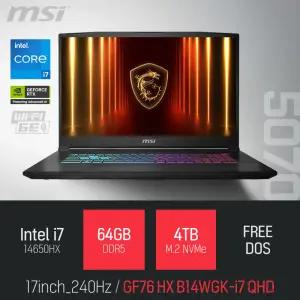 ⓒ MSI 소드 GF76 HX B14WGK-i7 QHD 64GB 4TB / 17인치 편집 고성능 게임 포토샵 캐드 AI 노트북