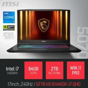 ⓒ MSI 소드 GF76 HX B14WGK-i7 QHD 64GB 2TB WIN11 / 17인치 편집 고성능 게임 포토샵 캐드 AI 노트북