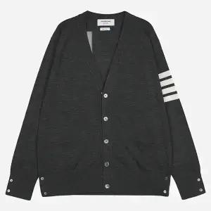 톰브라운 5F MKC002A Y1014 022 사선 메리노 울 가디건 다크그레이