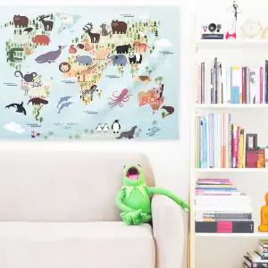 아이방 벽장식 세계지도 패브릭 인테리어 포스터