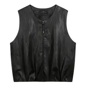 [롯데백화점]씨 페이크레더 헴 밴딩 집업 베스터 - SJVZI2708