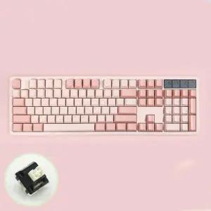큐센 Q104 8K 풀윤활 가스켓 유무선 기계식 키보드 벚꽃 흑당라떼축