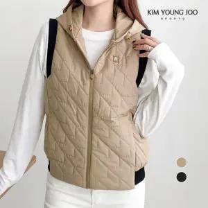 김영주스포츠 여성 퀼팅 경량베스트 패딩 후드조끼 골프집업조끼 등산 데일리 KRWV6135