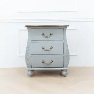 클레식 빈티지 엔틱 보나끄 빈티지 그레이 3단 협탁