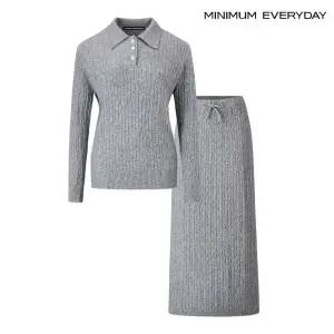 [롯데백화점]미니멈 [미니멈 에브리데이]케이블 카라 니트 밴딩 스커트 셋업 (EB4OW004D)