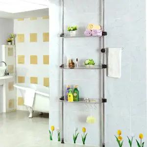 제이오마켓 리빙나이스 욕조정리 선반 600 3단/욕실 무타공 수납 정리대