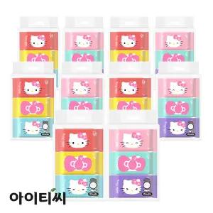 헬로키티 포켓핏 미니 물티슈(10매) 6개입X10팩 휴대용 생분해 물티슈