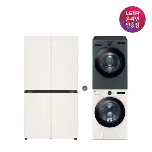 LG 디오스 오브제컬렉션 매직스페이스 냉장고 + LG 트롬 세탁기건조기 세트 (T875MEE111 + FX24ENE-GNG)