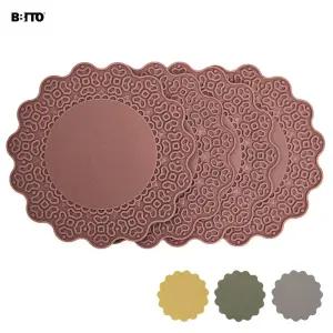 비비또 BKF1561 레이스 실리콘 컵받침 4P/커피/받침대/컵받침대/받침/티코스터/컵코스터/다용도/차받침