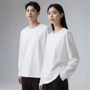 무지 러닝 티셔츠 레이어드 흰색 롱슬리브 여성 남성 면티 라운드 기본 긴팔 10수 커스텀