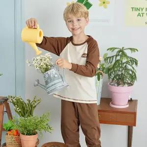 [수아팜] 남아 우든블록 코튼 긴팔 내의 세트