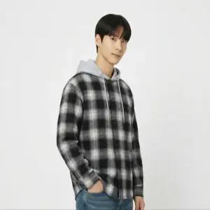 [모다인천]코튼오버핏 원포켓 후드 체크셔츠_블랙10560-020-201-25-100 _IC