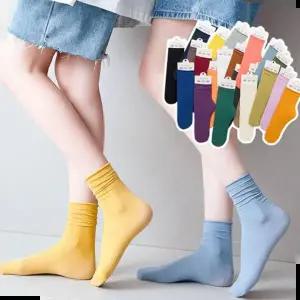 컬러양말 여성 데일리 컬러 골지 롤링 발목 스타킹 양말