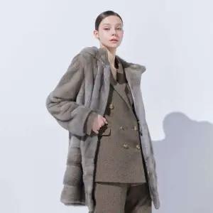 [유로컬렉션] [택가 1,490,000원]휘메일 풀스킨 부시 밍크 후드 롱코트