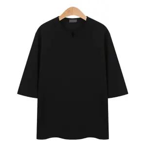 남성 절개포인트 라운드넥 7부티셔츠 3컬러 cmt014 남자 무지반팔티