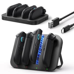 닌텐도 스위치 2 조이콘용 JSAUX 컨트롤러 충전기, 조절 가능한 스탠드 및 LED 표시등이 있는 4-in-1 마그네틱 충전 도크, 4.9FT USB C 케이블이 조이콘 충전소
