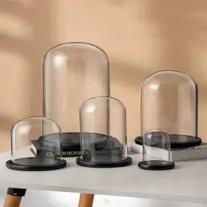 투명 유리 돔 드라이플라워 화병 덮개 케이크 전원화