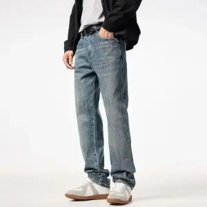 후니오 남성일자청바지 빈티지 스판 일자 청바지 핏 핸드페인팅 UNO1