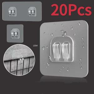 접착식 벽 후크 행어 투명 후크 문짝 벽 행거  와이어 아래 선반 랙 행어 거치대  주방 욕실 후크