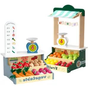 유아이관 원목 슈퍼마켓 매대 역할놀이 2종풀세트 디저트토핑 어린이집행사 모형과일