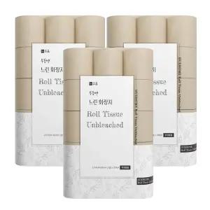 휴홈 먼지없는 무표백 천연 느린화장지 27m, 30롤, 3팩