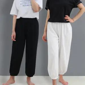편한 요가바지 여름 면 밴딩 배기팬츠 흰색 검정 항아리 바지 N21B